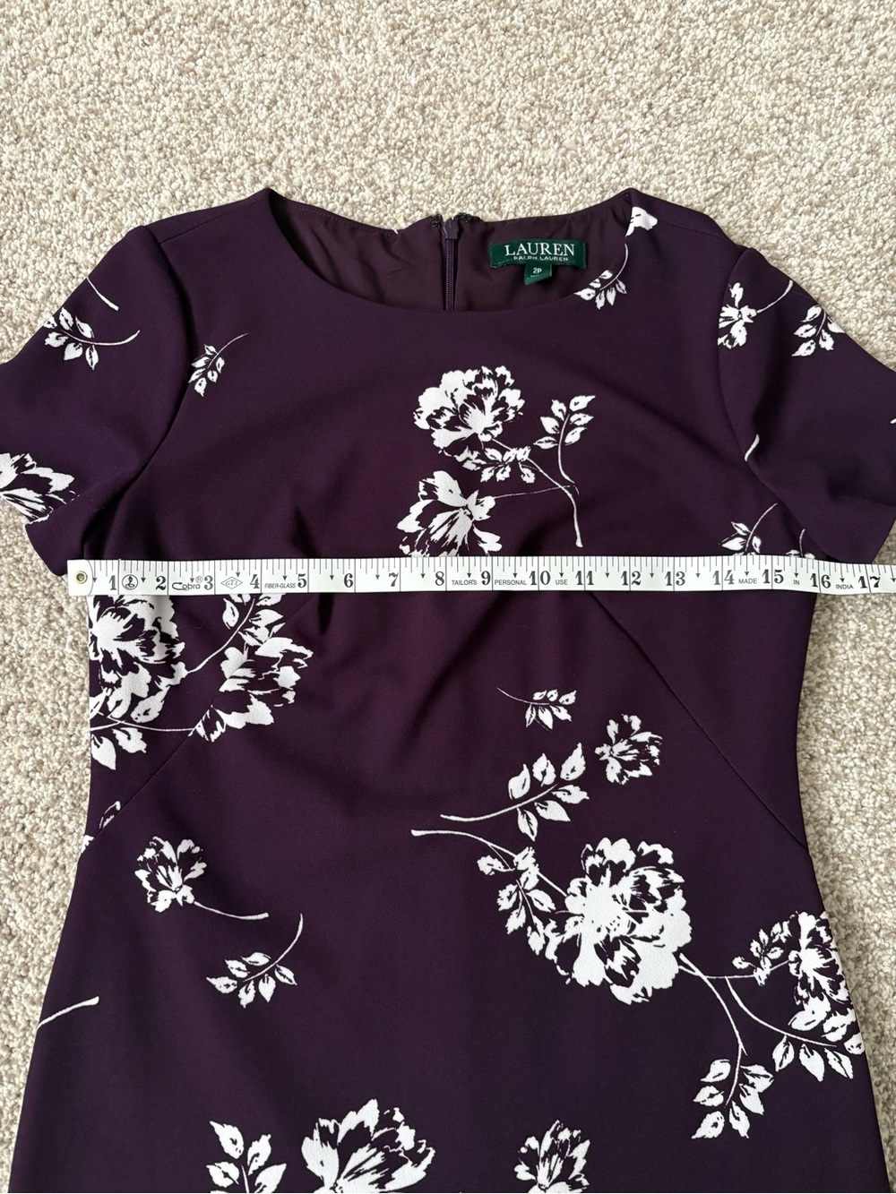 Lauren by Ralph Lauren Purple Floral Fit-and-Flare Midi Dress - Picture 6 of 8